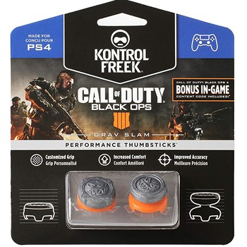 Set 2 Bucati Thumbgrip din Silicon Performance KontrolFreek CoD Black OPS Grav Slam, Thumbstick Accesoriu Controller PS5, PS4, Crestere Acuratete si Confort, Gri Set 2 Bucati Thumbgrip din Silicon Performance KontrolFreek CoD Black OPS Grav Slam, Thumbstick Accesoriu Controller PS5, PS4, Crestere Acuratete si Confort, Gri