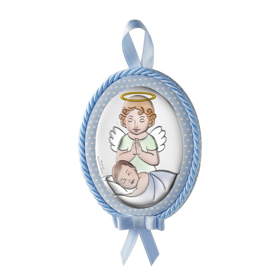 Icoana Patut Baietei Ingerul Pazitor 9x12cm Albastru cu Melodie ClassGifts