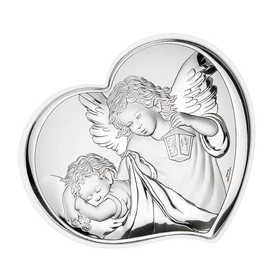 Icoana Argint Ingerul Pazitor 6.5x7.5cm Argintiu ClassGifts