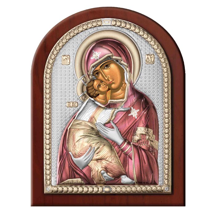 Icoana Argint Maica Domnului Vladimir Auriu si Color 15x20cm ClassGifts