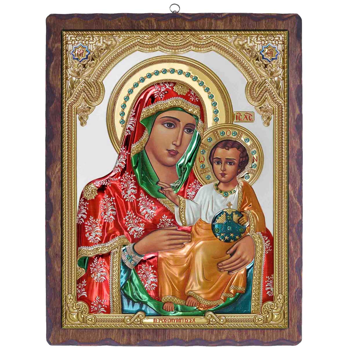 Icoana Maica Domnului de la Ierusalim Argint Auriu Color 23x29.5cm ClassGifts ClassGifts