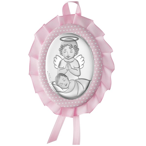 Icoana Argint Ingerul Pazitor 9x12x2cm Roz ClassGifts