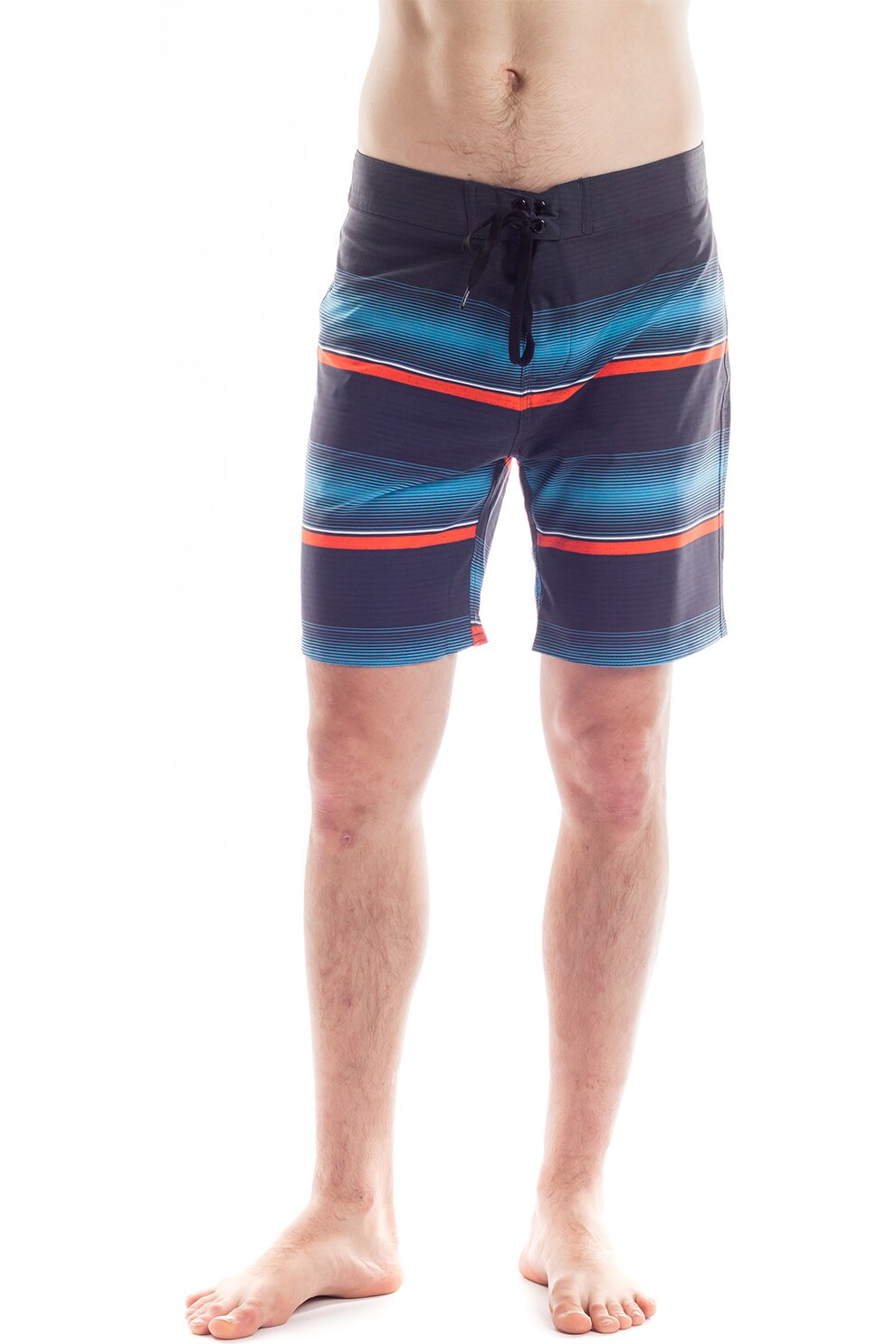 Fundango, Bermude de baie cu model colorblock si snur, Albastru/Oranj, 32