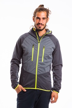 Fundango, Jacheta impermeabila cu gluga pentru drumetii Michigan, Gri/Galben pal Fundango, Jacheta impermeabila cu gluga pentru drumetii Michigan, Gri/Galben pal