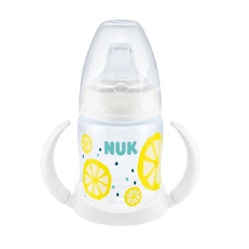 Biberon cu cioc si manere 150 ml Nuk First Choice Night 215354-1, Alb 6-18 luni Biberon cu cioc si manere 150 ml Nuk First Choice Night 215354-1, Alb 6-18 luni