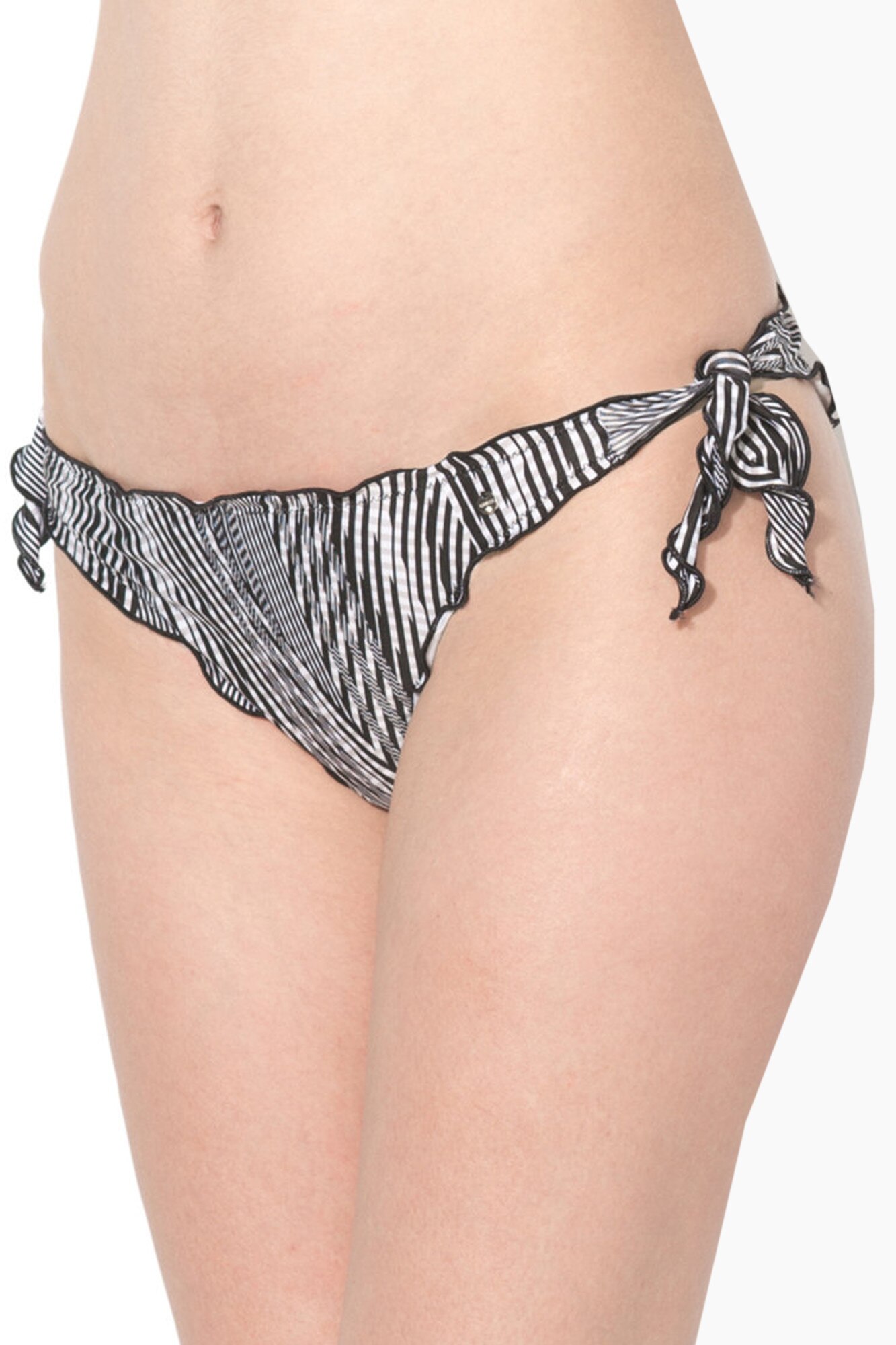 Slip brazilian cu imrpimeu in dungi, Guess, Alb/Negru, XS