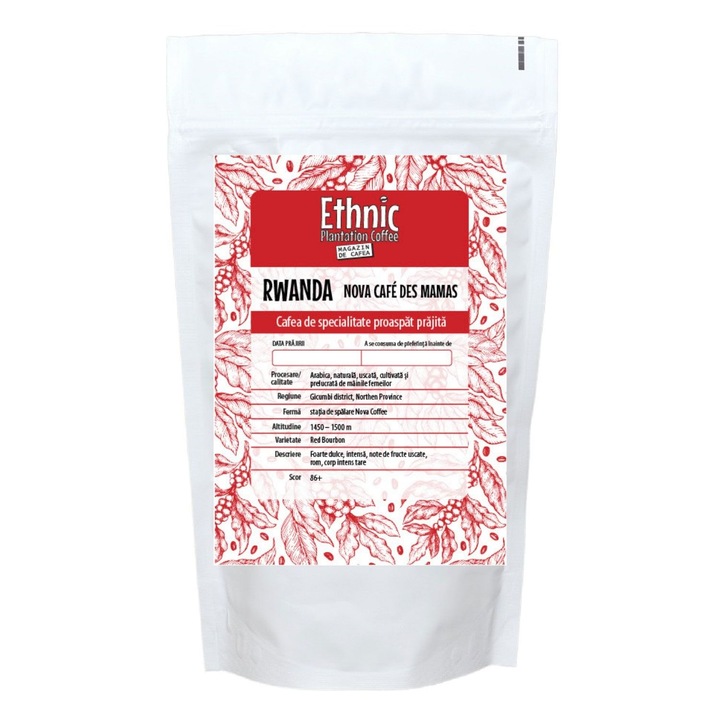 Ruanda Cafes Des Mamas kávékülönlegesség, pörkölt és őrölt, Ethnic Plantation Coffee, 500g
