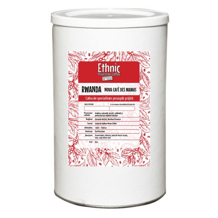 Ruanda Cafes Des Mamas kávékülönlegesség, pörkölt bab, Ethnic Plantation Coffee, 400g