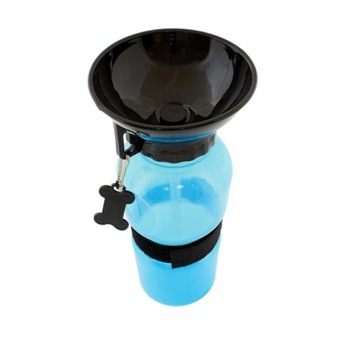 Sticla cu Bol de Apa pentru Caini si Pisici, capacitate 0.5L, culoare Albastru Sticla cu Bol de Apa pentru Caini si Pisici, capacitate 0.5L, culoare Albastru