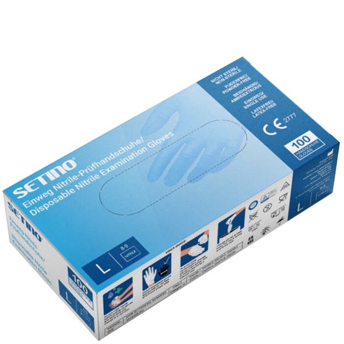 Set 100 buc Manusi Nitril, de protectie, texturate, albastre, marimea L