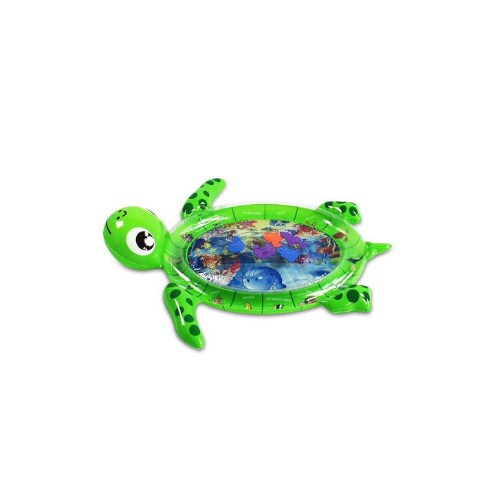 Saltea gonflabila pentru copii TurtleSplash , design broasca testoasa, imprimeu educativ, 96-50 cm , verde, Doty