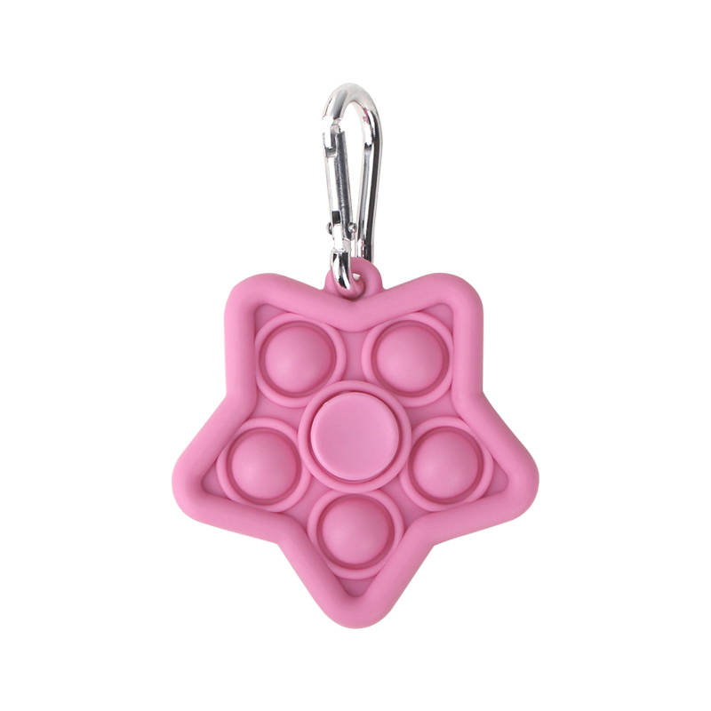 Jucarie Pop It Fidget Spinner, Simple Dimple, RoveZone, cu 5 Laturi, din Silicon, Roz