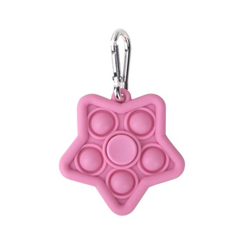 Jucarie Pop It Fidget Spinner, Simple Dimple, RoveZone, cu 5 Laturi, din Silicon, Roz Jucarie Pop It Fidget Spinner, Simple Dimple, RoveZone, cu 5 Laturi, din Silicon, Roz