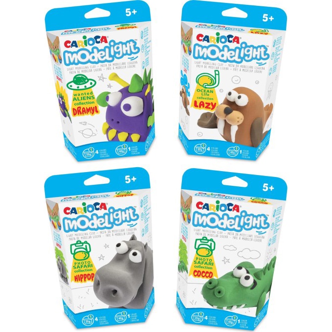 Plastilina Carioca ModeLight PlayBox, Asortat, Ocean, Planet si Safari
