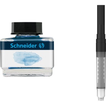 Pachet Cerneala Schneider 15ml, Ice Blue + Piston convertor Pachet Cerneala Schneider 15ml, Ice Blue + Piston convertor