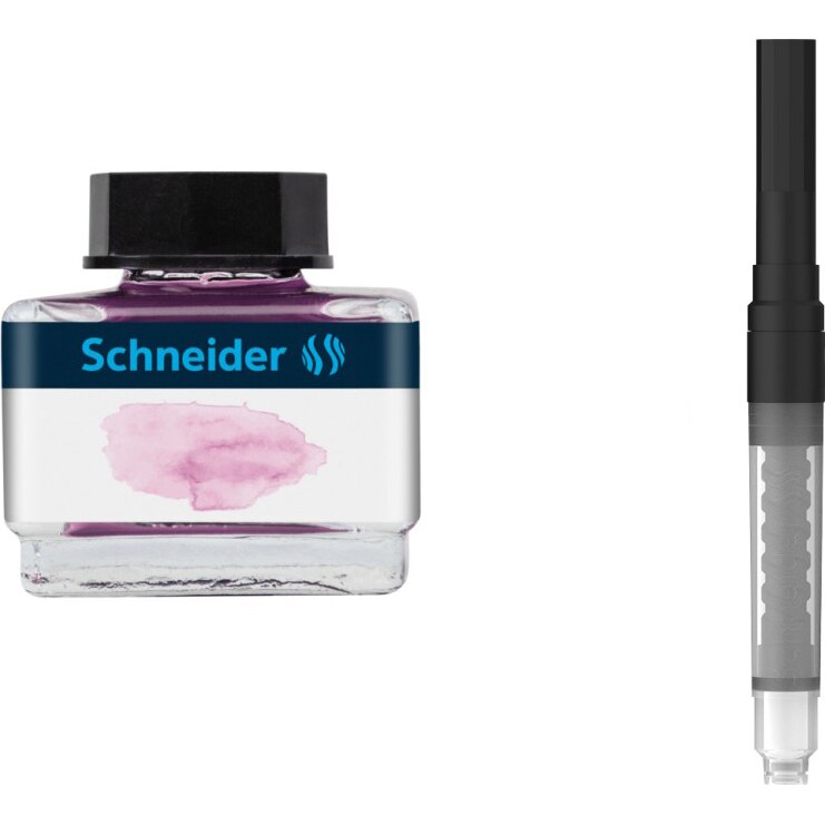 Pachet Cerneala Schneider 15ml, Liliac + Piston convertor