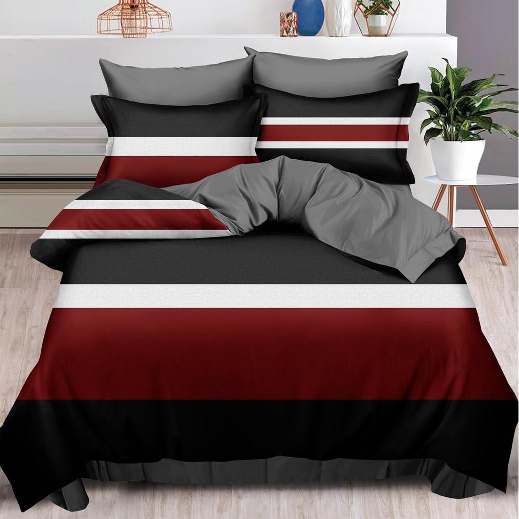 Lenjerie pentru pat dublu, cu 2 fete, 6 piese, bumbac finet, cu model OR59