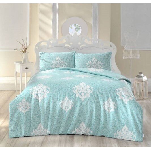 Lenjerie pat dublu bumbac 100% ranforce, 4 piese, Altinbasak Snazzy Mint