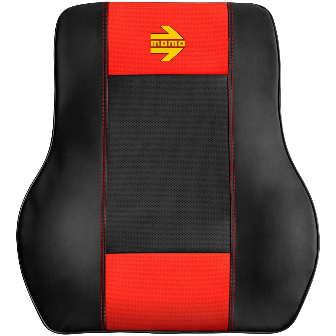 Perna suport lombar pentru scaun auto Momo Ergon Corsa, piele ecologica, 48x40 x13 cm, negru cu ornamente rosii