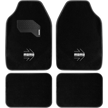 Set 4 covorase auto mocheta Momo Arrow, negru cu ornamente albe, fata: 65x 43cm , spate: 29x40 cm Set 4 covorase auto mocheta Momo Arrow, negru cu ornamente albe, fata: 65x 43cm , spate: 29x40 cm