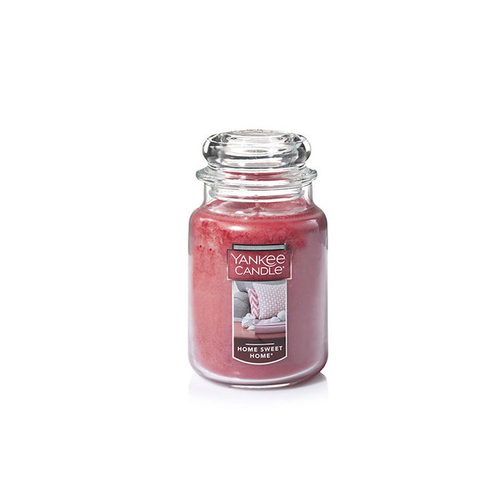 Yankee Candle Home Sweet Home gyertya, közepes tégely, 411g, piros