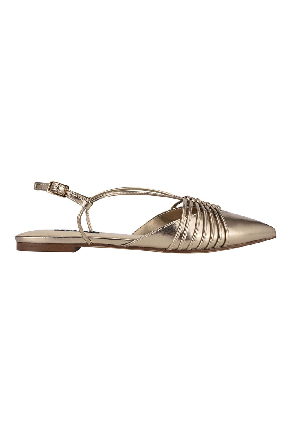 NINE WEST, Pantofi slingback cu varf ascutit si aspect metalic Aida, Maro bronz