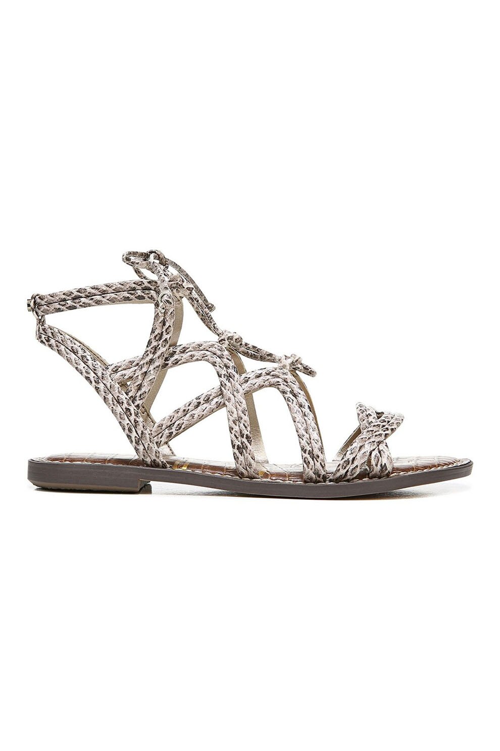 Sam Edelman, Sandale de piele ecologica cu barete multiple Gasha, Alb/Gri inchis