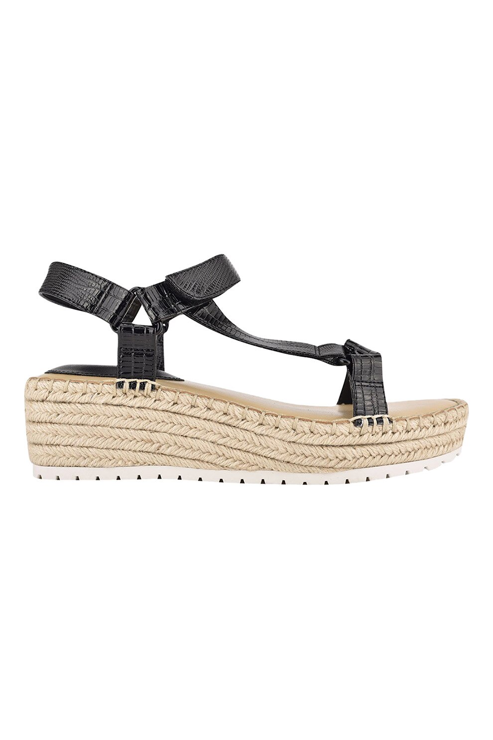 NINE WEST, Sandale wedge cu velcro Glampin, Negru