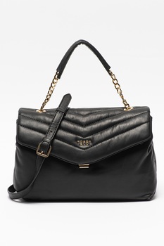 Tosca Blu, Geanta din piele cu bareta de umar si detalii matlasate Baghera, Negru Tosca Blu, Geanta din piele cu bareta de umar si detalii matlasate Baghera, Negru