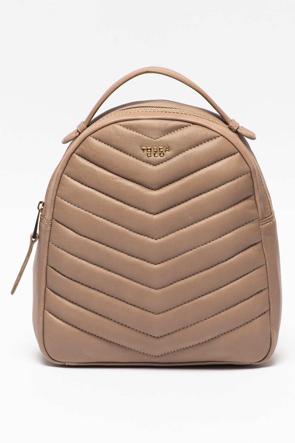 Tosca Blu, Rucsac de piele ecologica cu aspect matlasat Baghera, Taupe