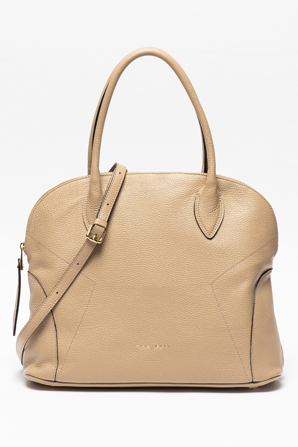 Tosca Blu, Geanta de piele cu bareta de umar si aspect texturat Noce, Maro camel