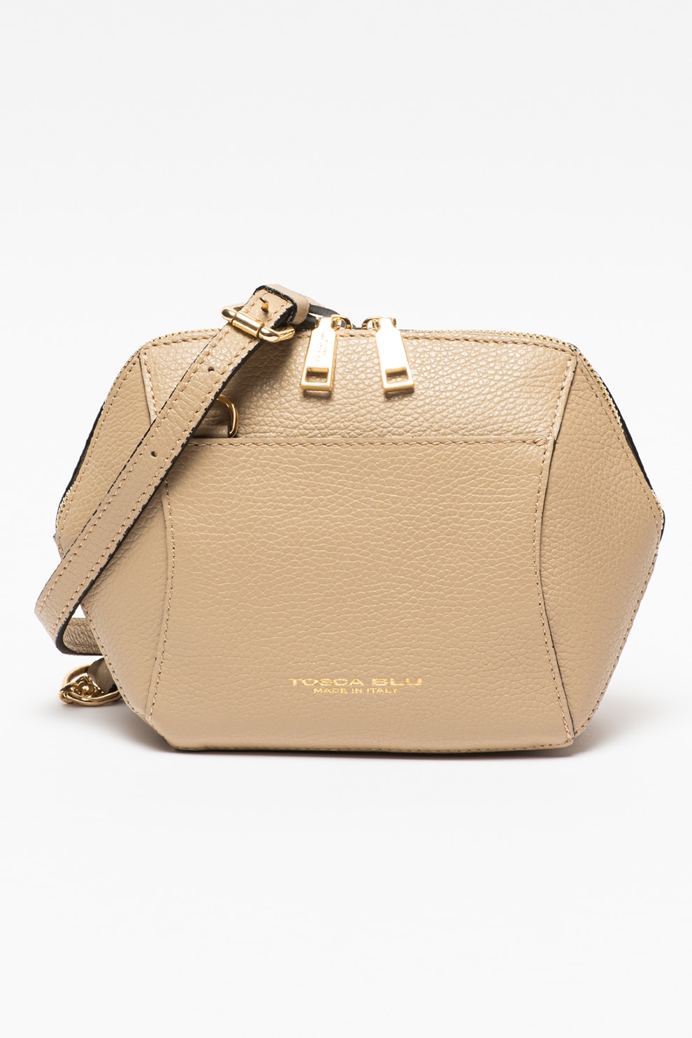 Tosca Blu, Geanta crossbody de piele cu imprimeu logo Noce, Maro camel