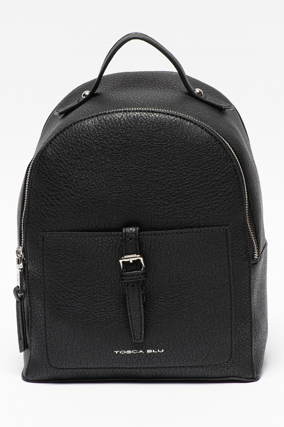 Tosca Blu, Rucsac de piele ecologica cu aspect texturat Re Leone, Negru