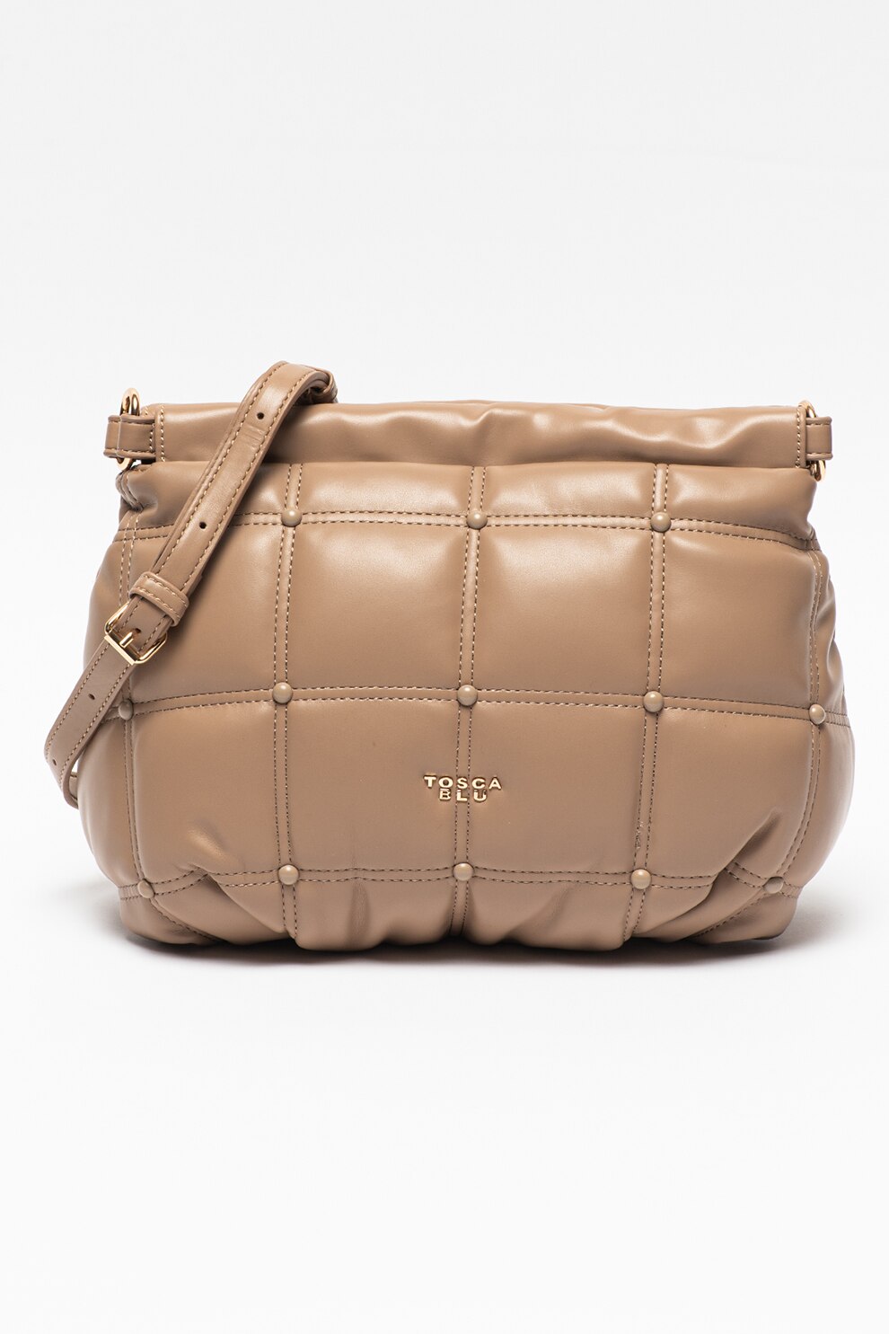 Tosca Blu, Geanta plic de piele ecologica cu aspect matlasat Bella Addormentata, Taupe