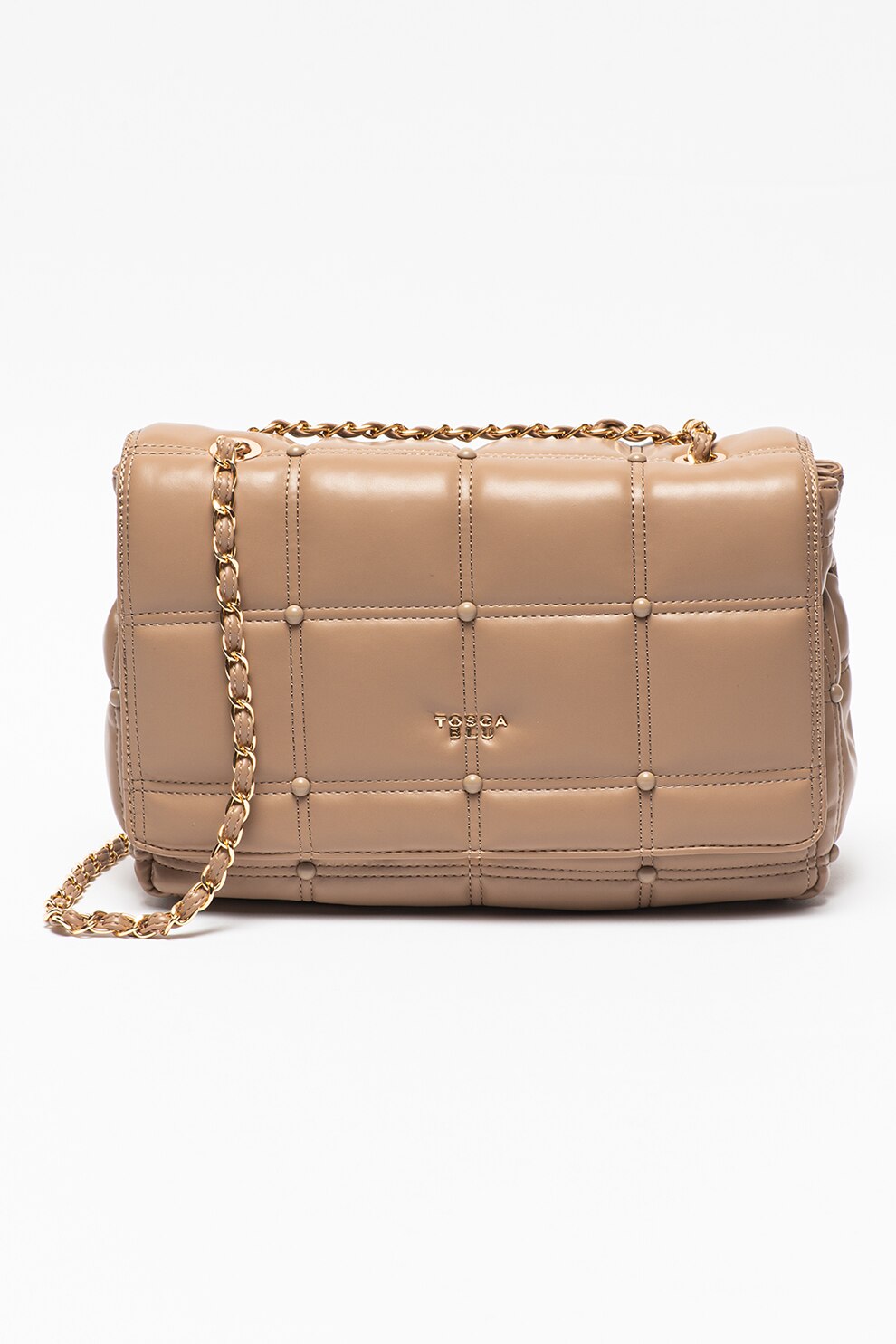 Tosca Blu, Geanta crossbody de piele ecologica cu aspect matlasat Bella Addormentata, Taupe