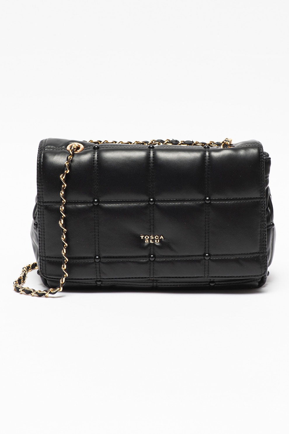 Tosca Blu, Geanta crossbody de piele ecologica cu aspect matlasat Bella Addormentata, Negru