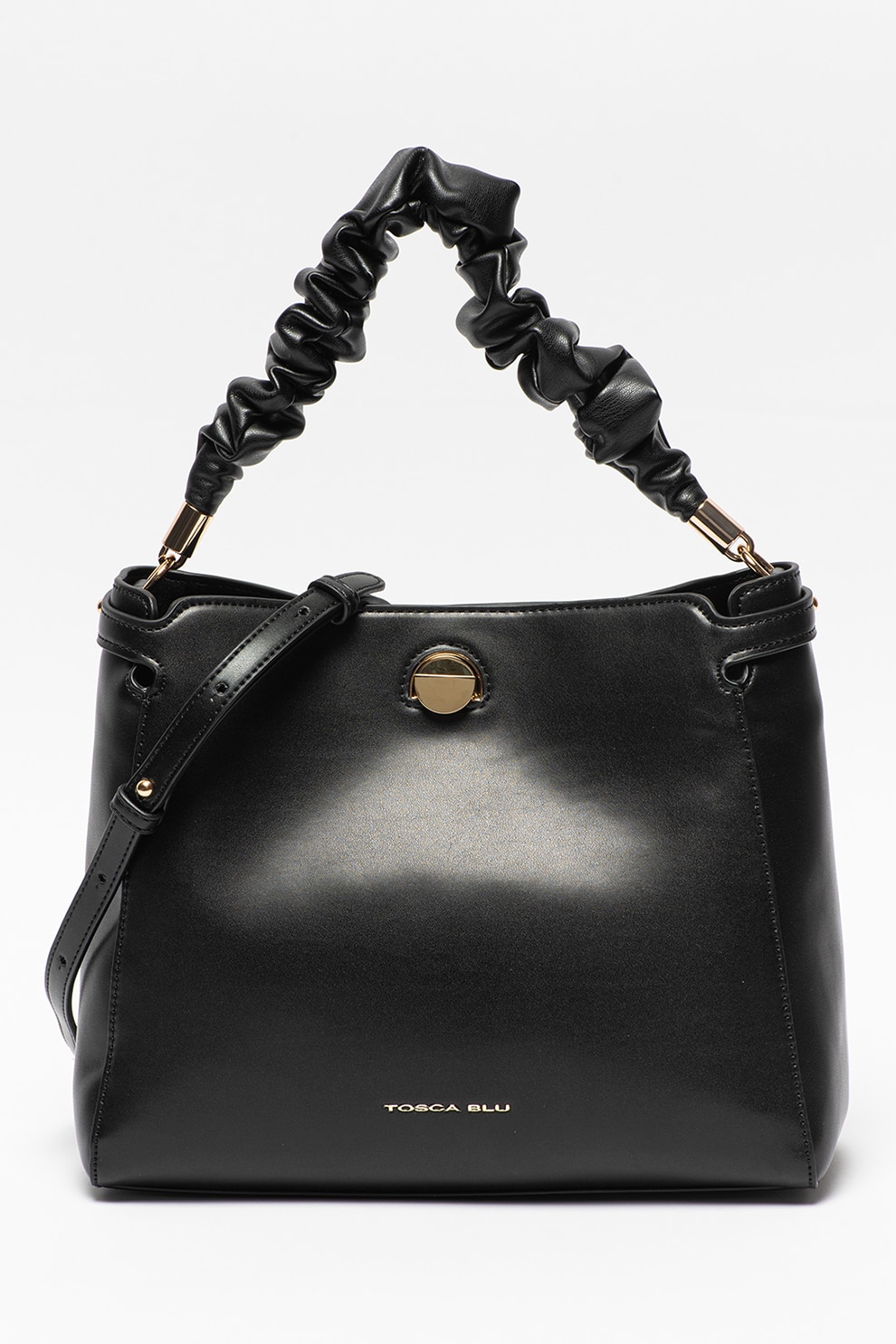 Tosca Blu, Geanta de piele ecologica cu bareta de umar Principessa, Negru