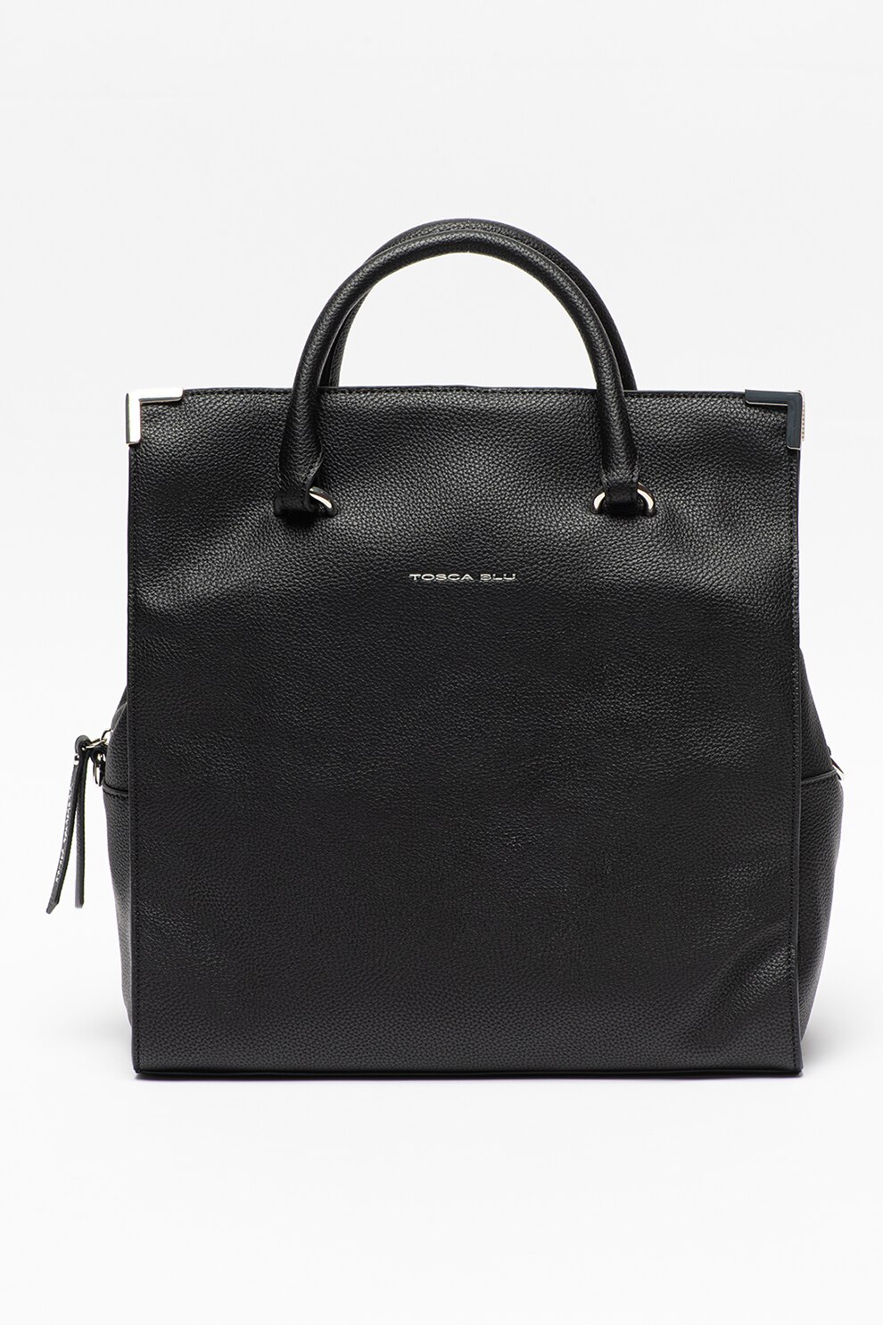 Tosca Blu, Geanta tote de piele ecologica cu aspect texturat Schianccianoci, Negru