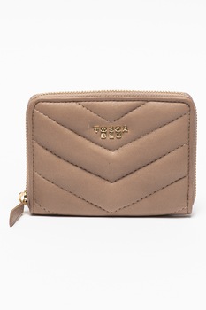 Tosca Blu, Portofel mic de piele cu aspect matlasat Baghera, Taupe Tosca Blu, Portofel mic de piele cu aspect matlasat Baghera, Taupe