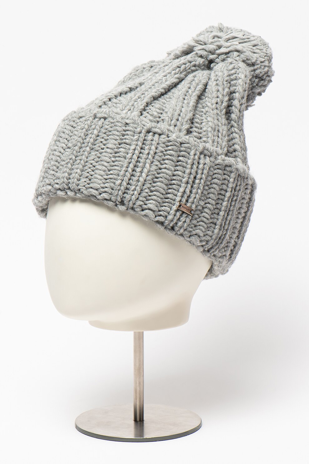 Replay, Caciula tricotata gros cu ciucure, Gri melange