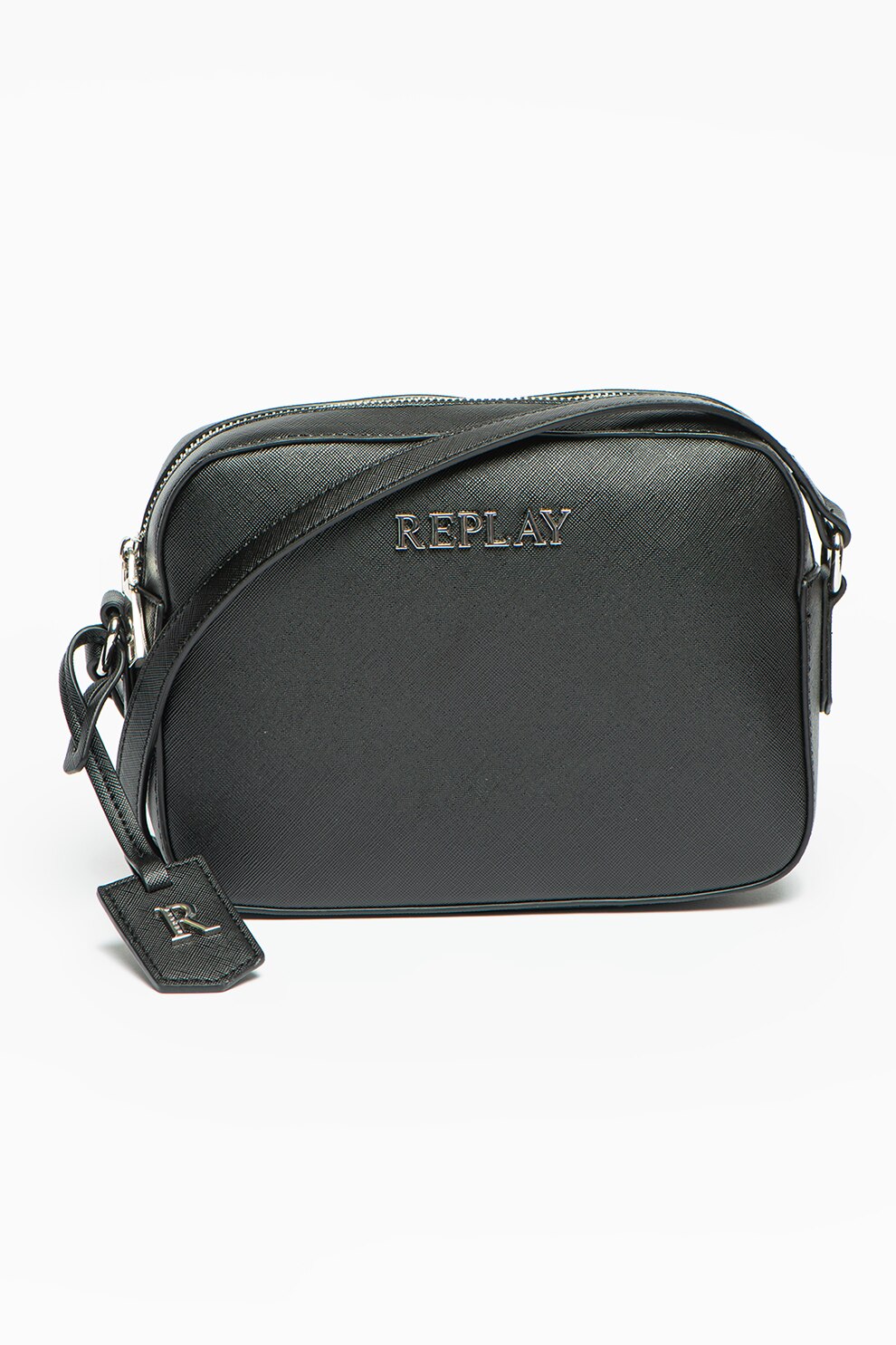 Replay, Geanta crossbody din piele ecologica, Negru
