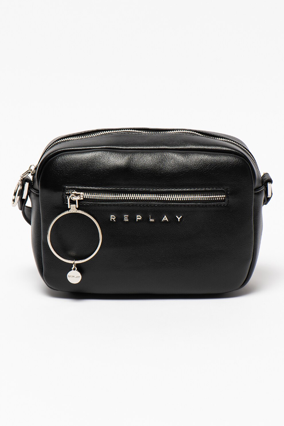 Replay, Geanta crossbody de piele ecologica, Negru