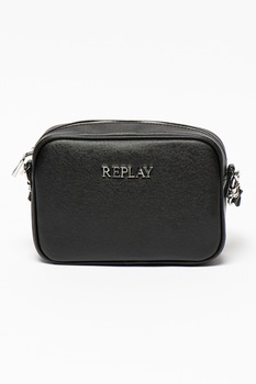 Replay, Geanta crossbody de piele ecologica, Negru Replay, Geanta crossbody de piele ecologica, Negru