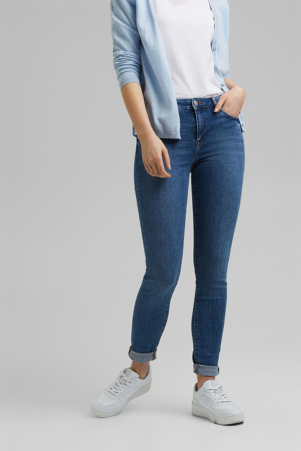 EDC By Esprit, Blugi skinny cu talie medie, Bleumarin