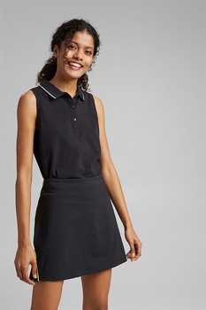 Esprit, Fusta mini cu terminatie cu pliuri, Negru Esprit, Fusta mini cu terminatie cu pliuri, Negru