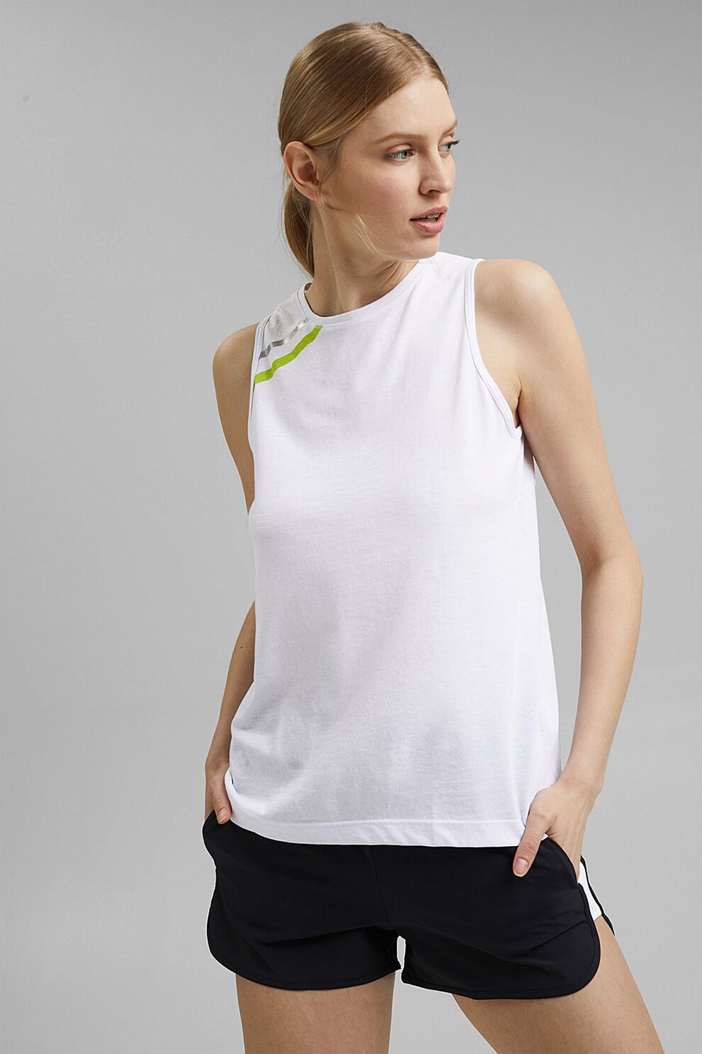 Esprit, Top cu decolteu rotund, Alb