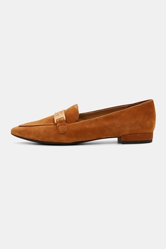 Esprit, Pantofi loafer de piele intoarsa cu varf ascutit, Maro caramel, 40 Esprit, Pantofi loafer de piele intoarsa cu varf ascutit, Maro caramel, 40