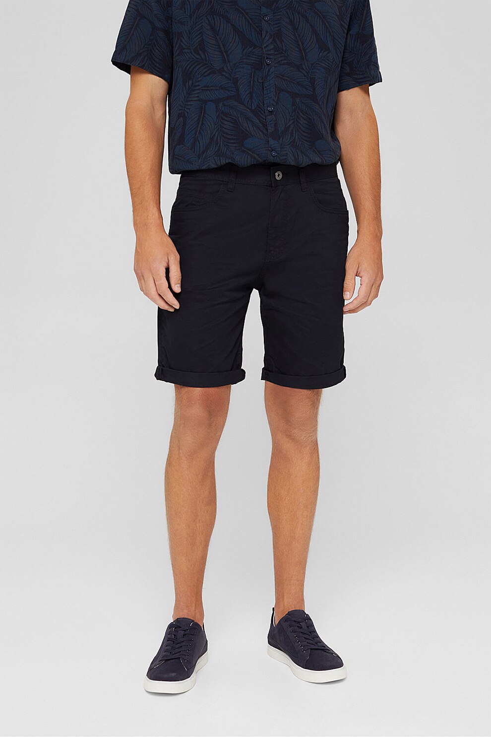 Esprit, Pantaloni scurti de bumbac organic, Negru