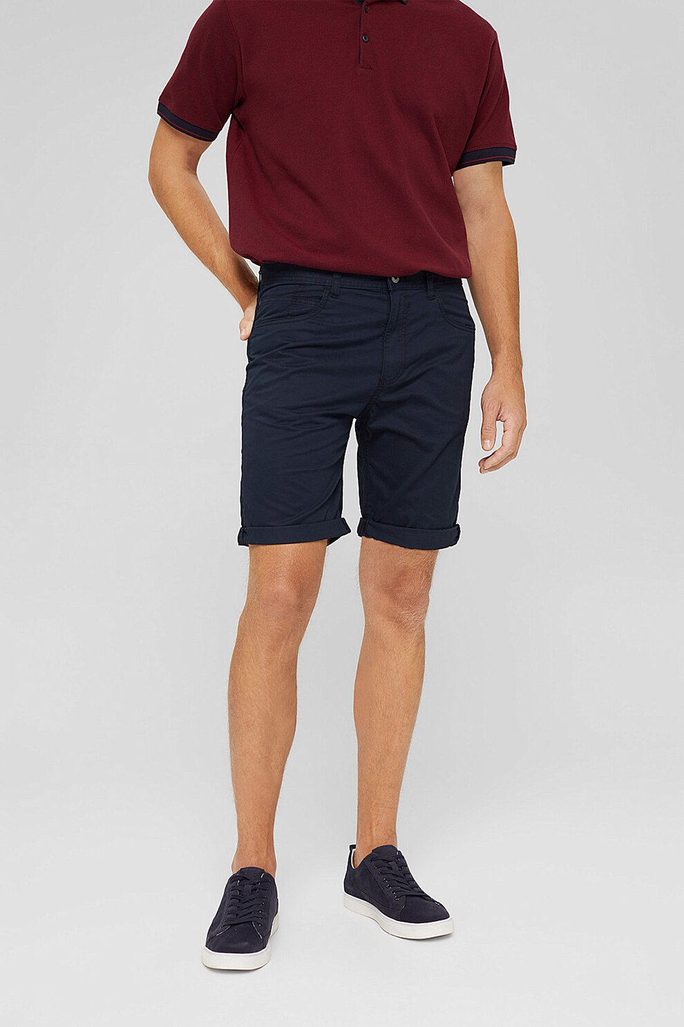 Esprit, Pantaloni scurti de bumbac organic, Bleumarin