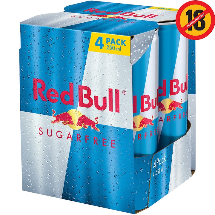 Bautura Energizanta Red Bull Sugarfree, 4 x 0.25l